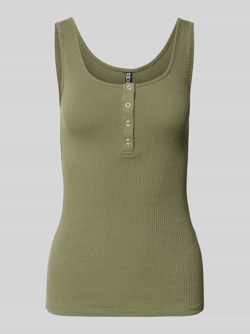 Pieces Slim fit tanktop van katoenmix, model 'KITTE'