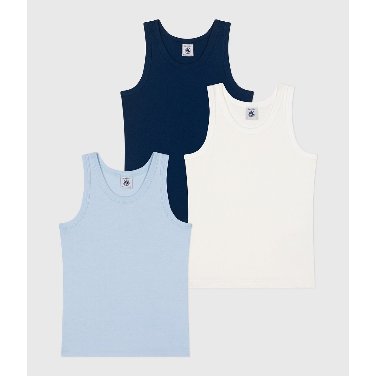 PETIT BATEAU Set van 3 onderhemdjes in katoen