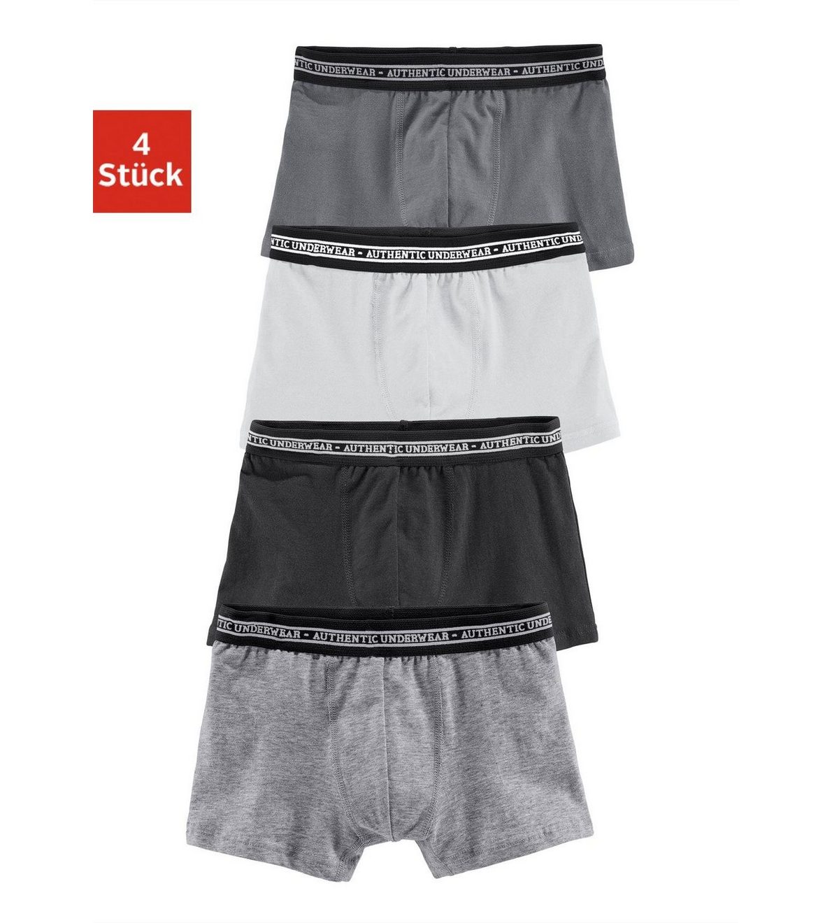 AUTHENTIC LE JOGGER Boxershort voor jongens in klassieke pasvorm met weefband (set, 4 stuks)