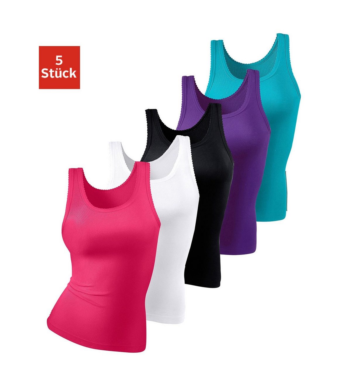 Petite fleur Hemd van zachte dubbelrib-kwaliteit, tanktop, onderhemd (Set van 5)