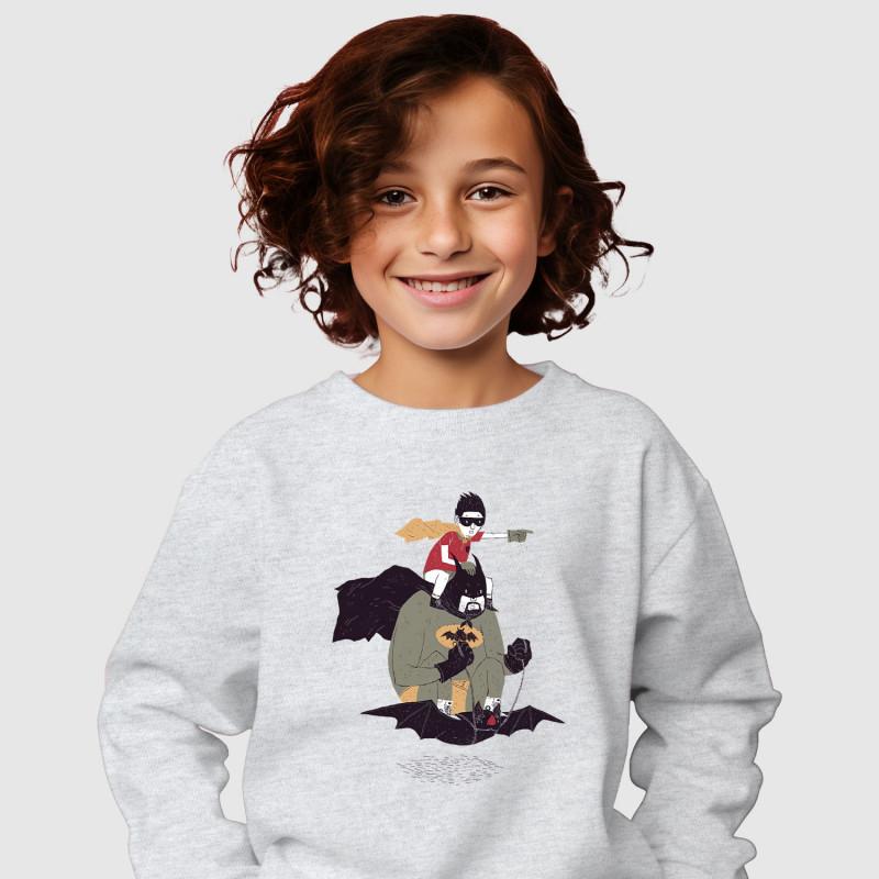 Le Roi du Tshirt Sweat Enfant BATMAN & ROBIN 4 ans heide grijze kleur