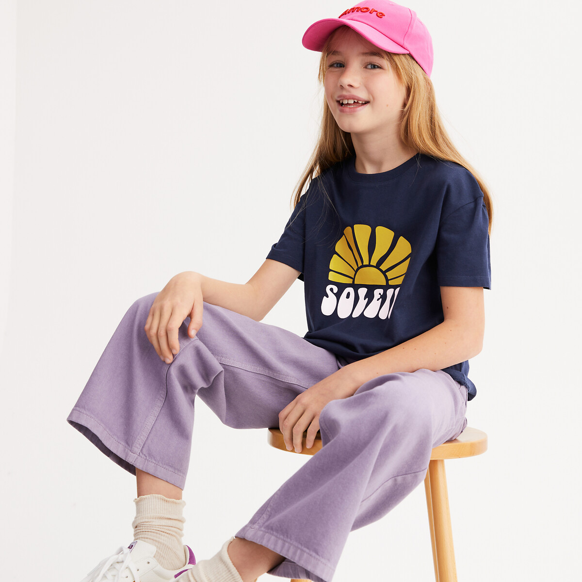 LA REDOUTE COLLECTIONS T-shirt met ronde hals en zon motief