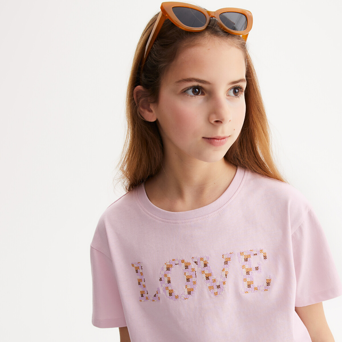 LA REDOUTE COLLECTIONS T-shirt met ronde hals en geborduurd Love motief