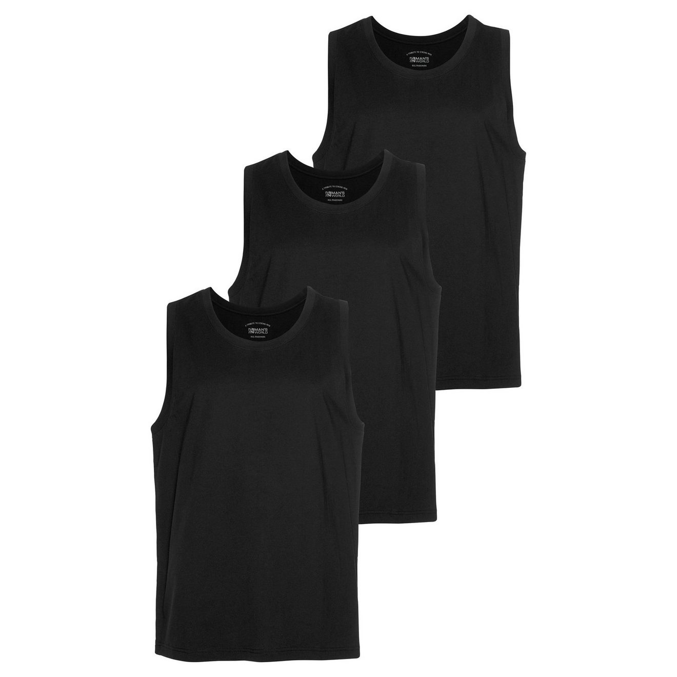 Man's World Muscle-shirt slank gesneden, ronde hals, van 100% katoen (3-delig, Set van 3)