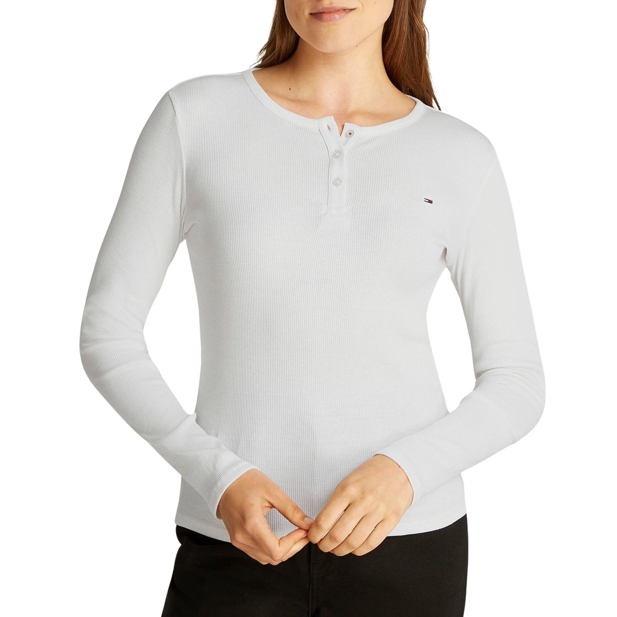 Tommy Hilfiger Slim Button Ribongsleeve Shirt Dames