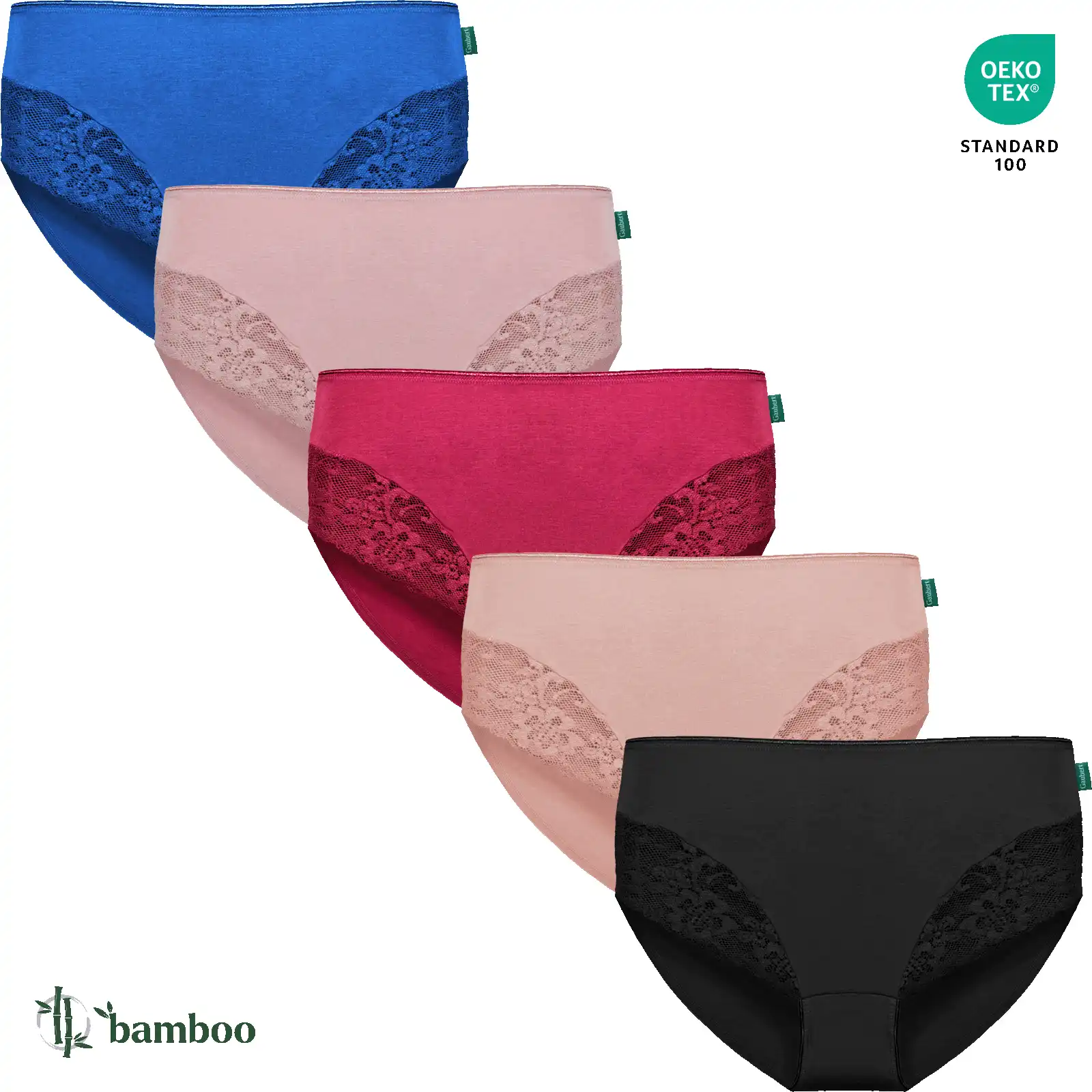 Gaubert 5-pak kanten bamboe heup slips - Multipack bamboe midi onderbroeken