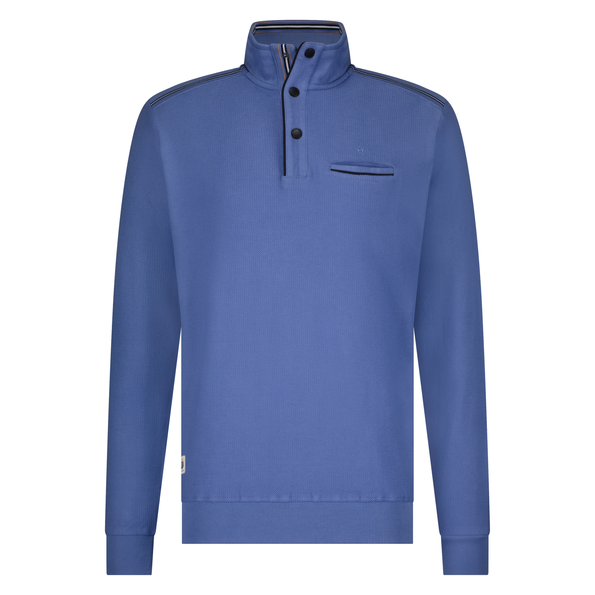 Fellows United Pullover Half Zip Jacquard Mid  Blue 