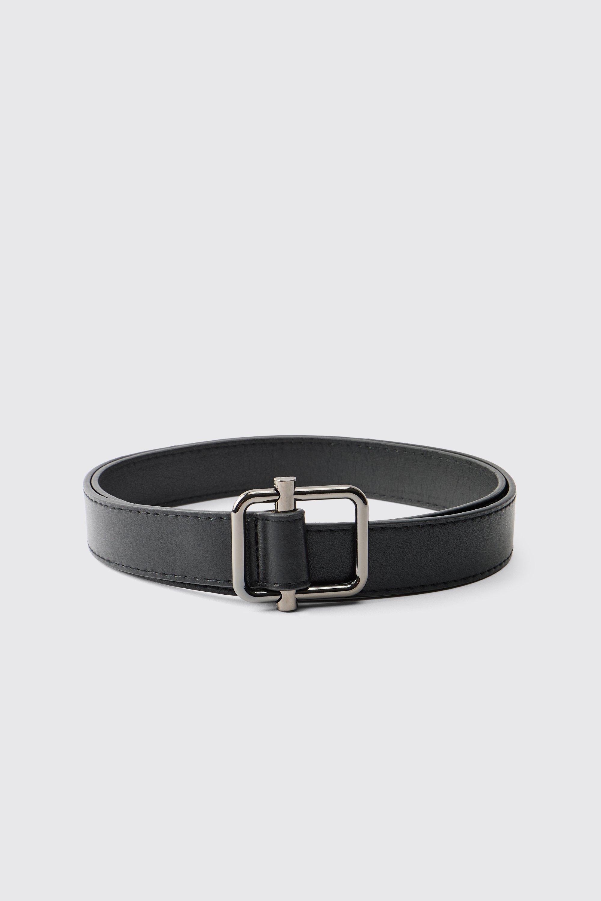 Boohoo Zwarte Riem Met Zilveren Gesp, Black