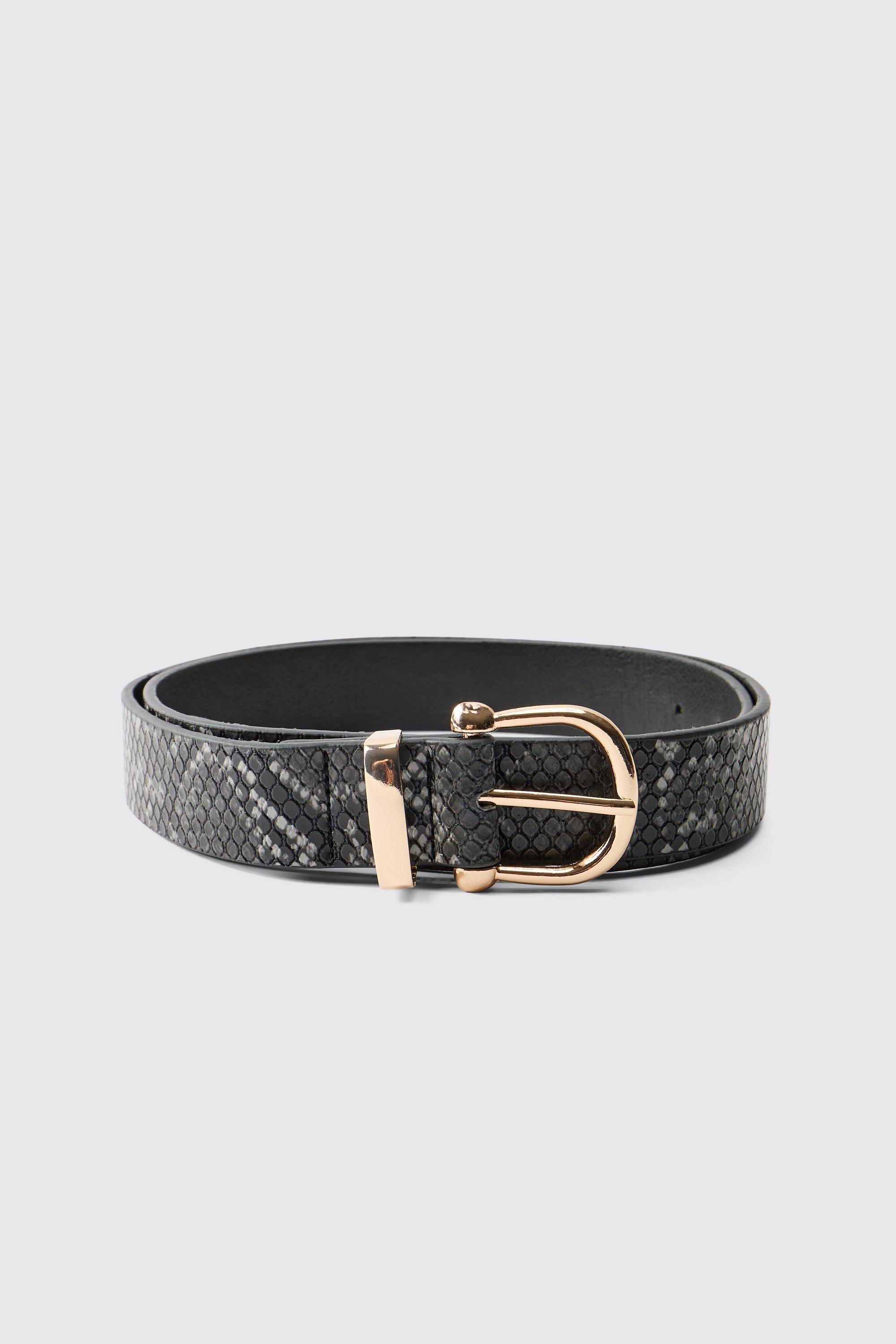 Boohoo Zwarte Nep Slangenleer Riem, Black