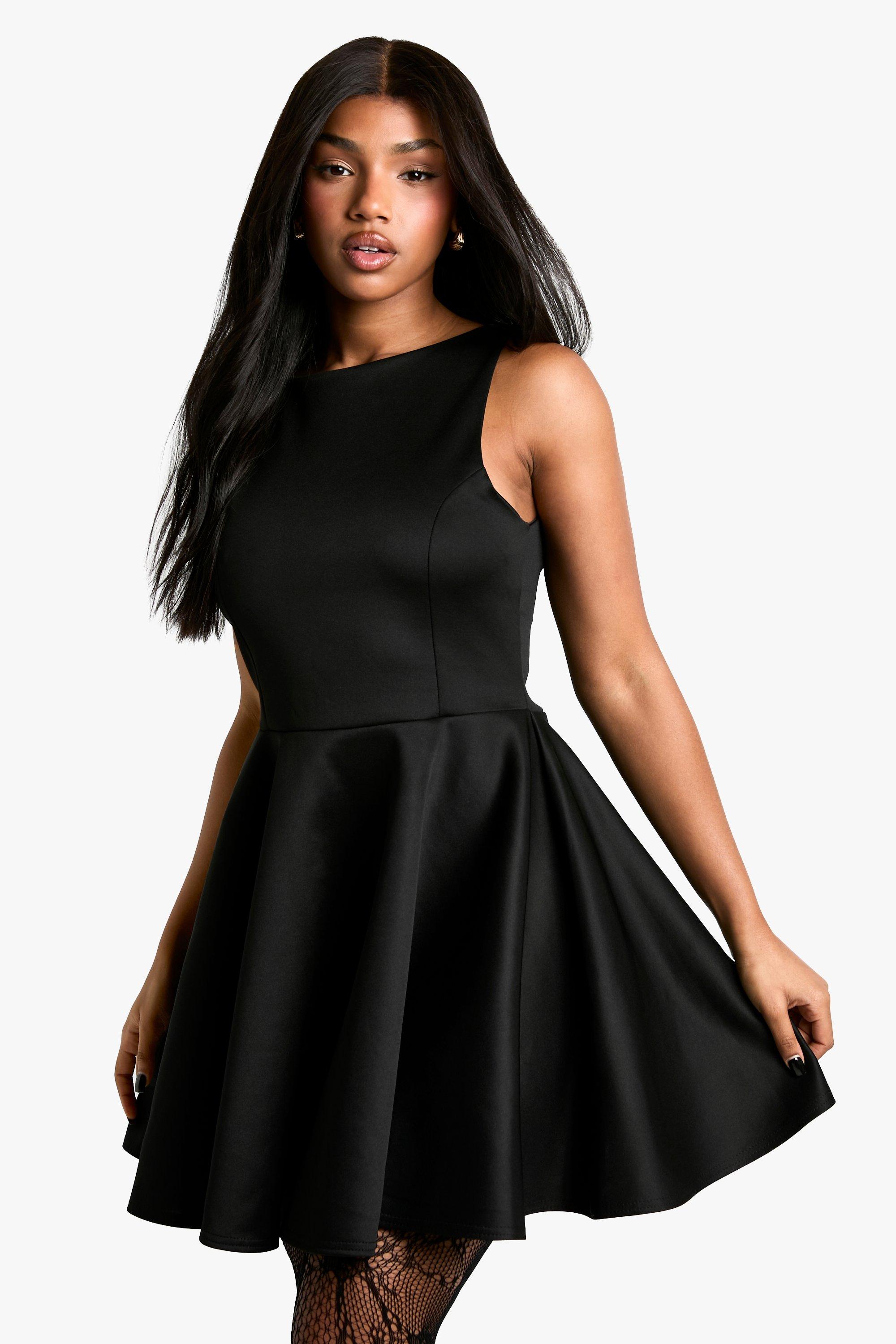 Boohoo Strakke Sucba Skater Mini Jurk Met Hoge Hals, Black