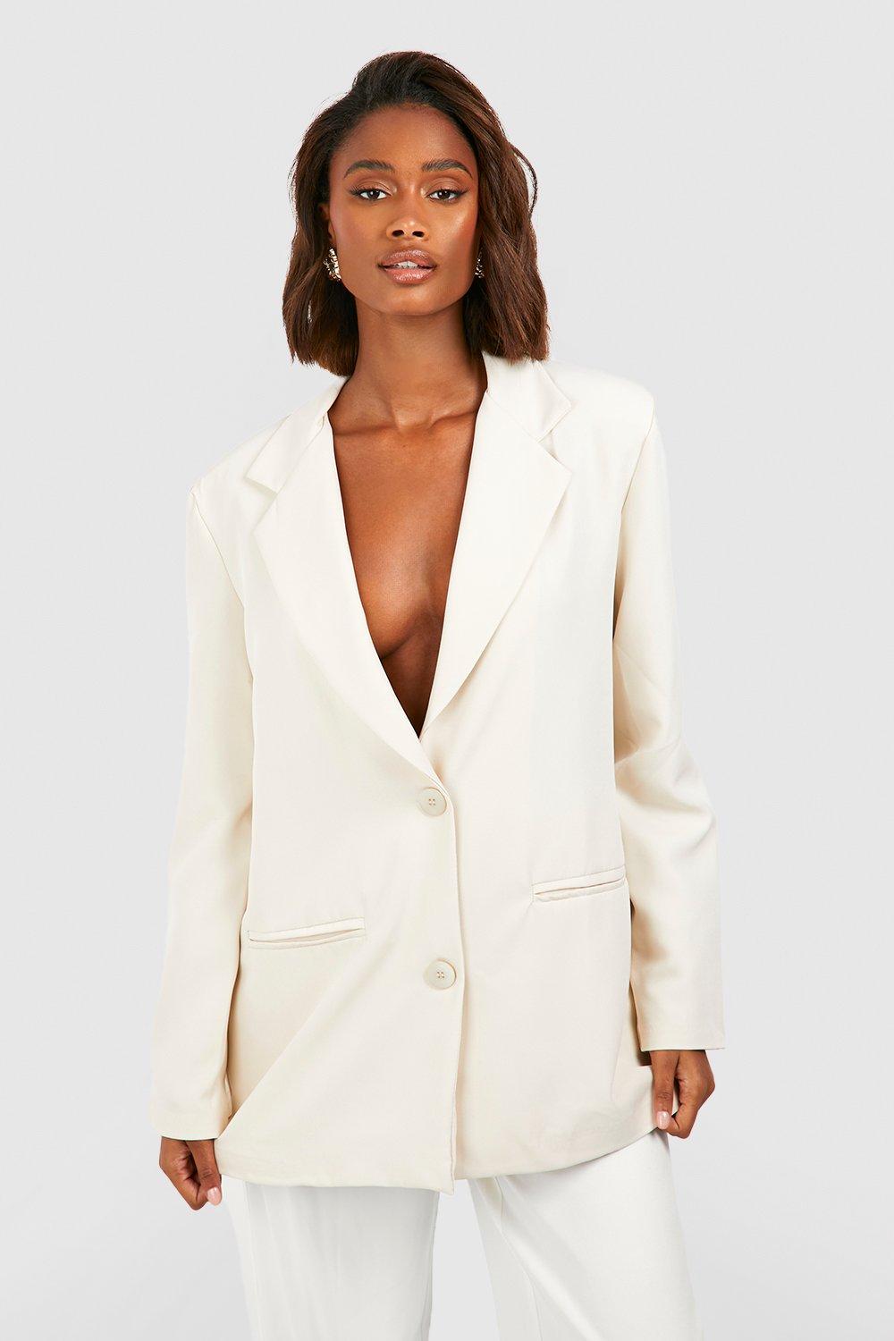 Boohoo Getailleerde Baggy Blazer, Sand