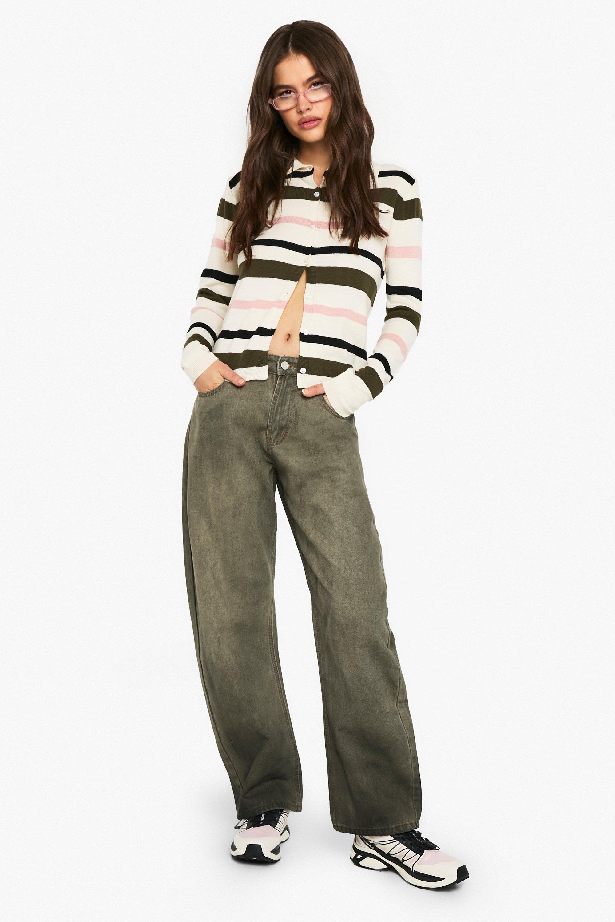 Boohoo Carrot Leg Jeans, Olive