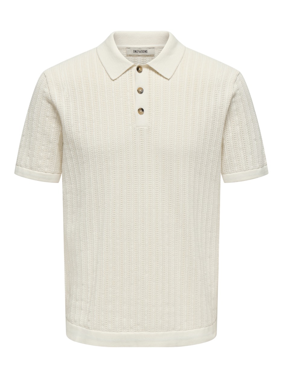 Only & Sons Onsmoon reg 12 ss polo knit off-white