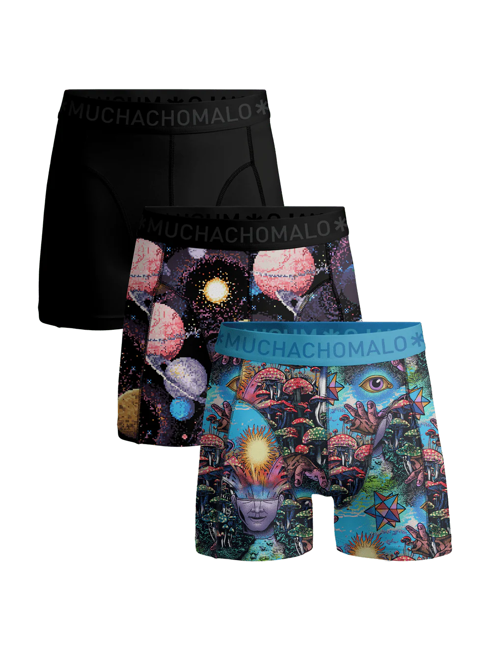 Muchachomalo Jongens 3-pack boxershorts inner outer space