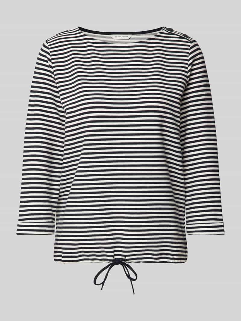 Tom Tailor Relaxed fit shirt met 3/4-mouwen van biologische katoenmix met knoopdetails