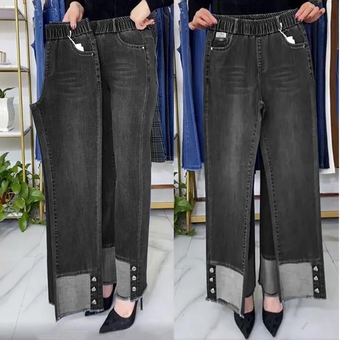 Wutuntun Dames Urban Leisure Middelhoge Taille Jeans Vintage Sexy Wortel Jeans voor Vrouwen Plus Size XXXXL zwart