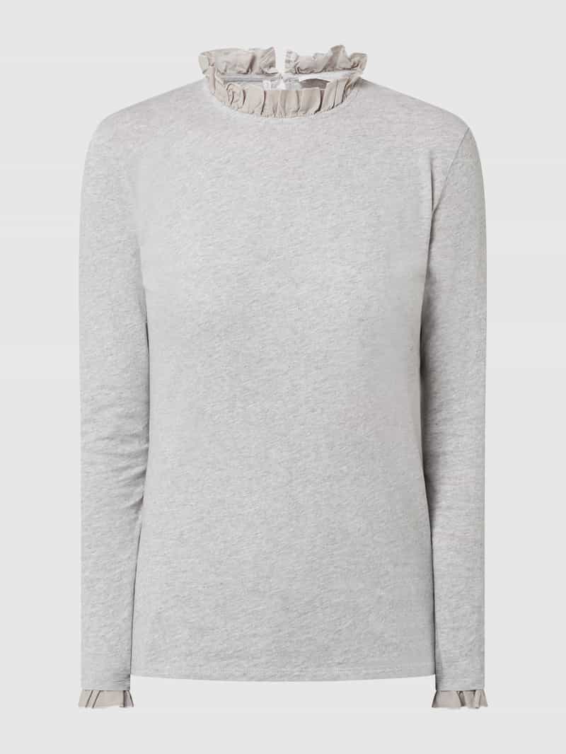 Rich & Royal Shirt met lange mouwen 2409 O Slub F LS met ruches aan de halslijn en manchetten