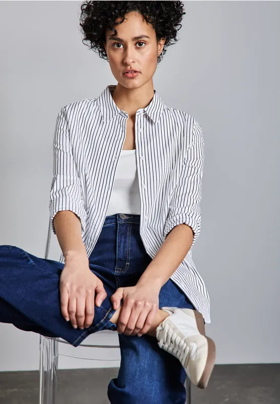 Street One Gestreepte zakelijke blouse