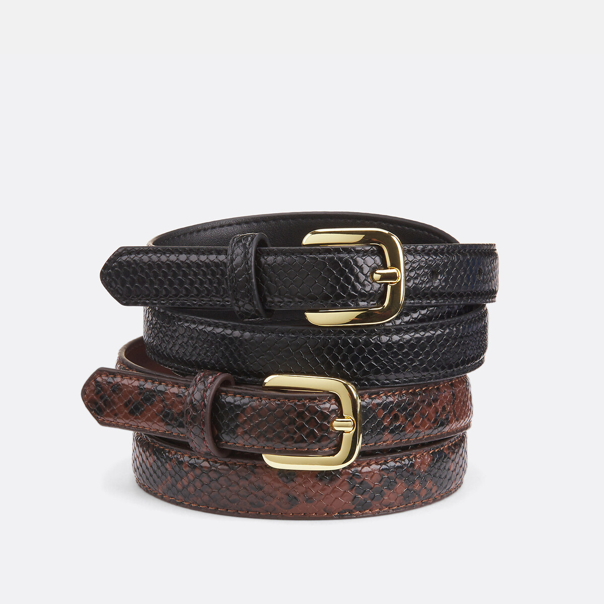 LA REDOUTE COLLECTIONS Set van 2 riemen met pythoneffect en metalen gesp