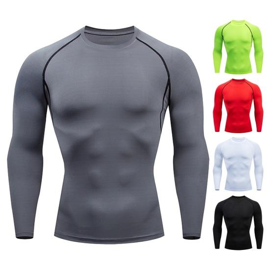 Western Cool Men Fitness-T-shirt voor heren O-hals met lange mouwen Skinny Fit Sporttops Sneldrogende fitnesstrui T-shirts Sportkleding M
