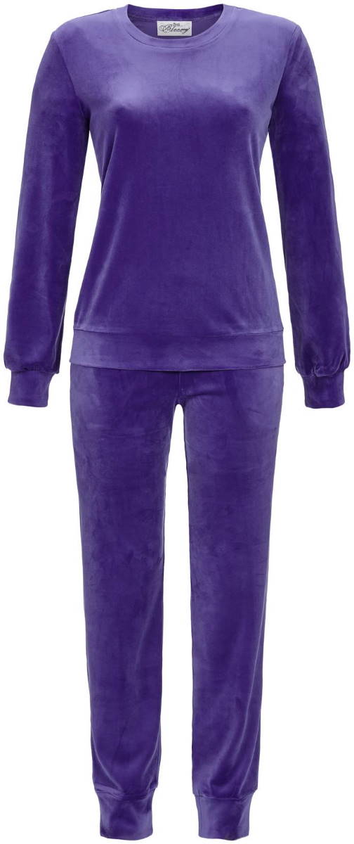 Effen blauw velours huispak Ringella