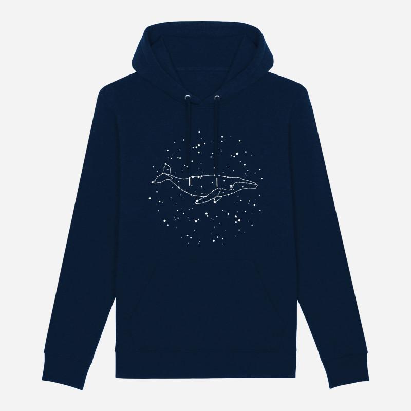 Le Roi du Tshirt Hoodie Homme - WHALE CONSTELLATION XS marineblauwe kleur