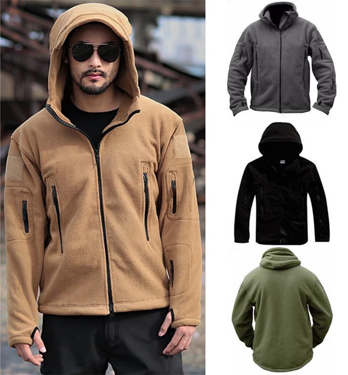 LAOHU Winter Fleece Jas Heren Warme Polar Outdoor Hoodie Jas Zak Casual Volledige Rits Sport Wandelen Jas XXXXL zwart