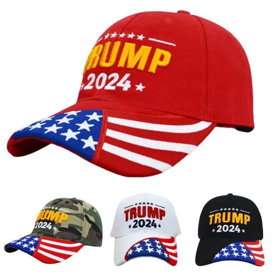 Western Cool Men Trump Baseball Pet Letter Borduurwerk Toon Steun voor Amerika En President Trump 2024 zwart