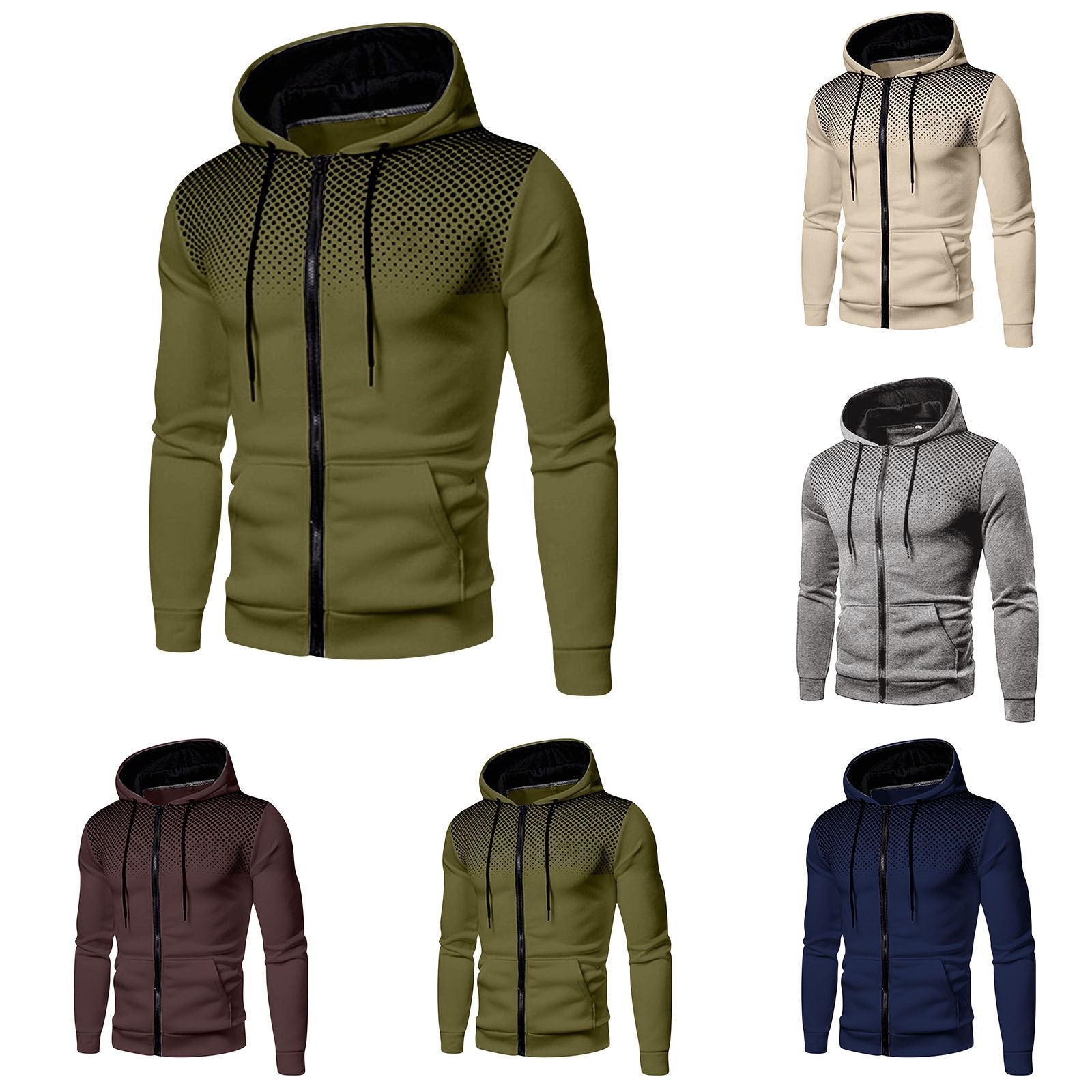 MILU Heren herfstjack met capuchon, lange mouwen en capuchon, vest met ritssluiting, katoenen sweatshirt met capuchon XS rood