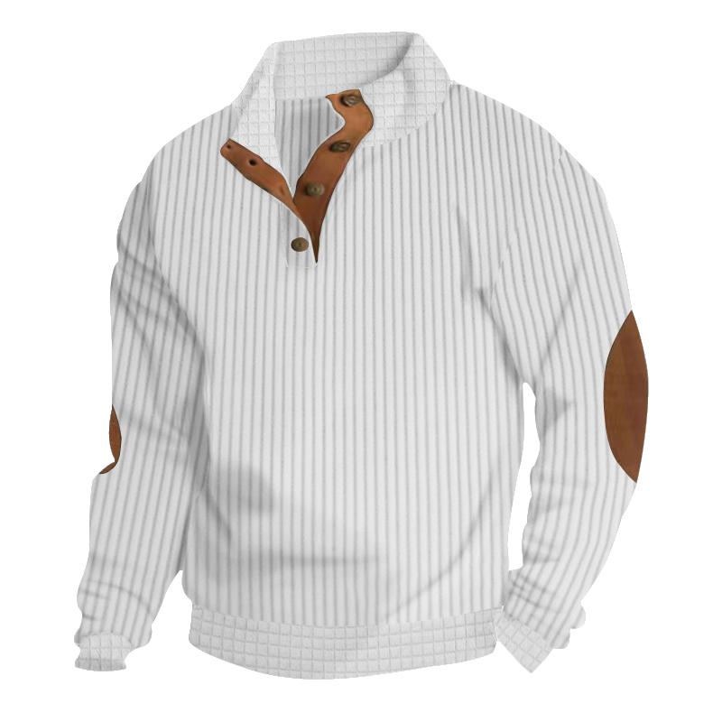EG76LD Lente Herfst Heren Sweatshirts Staande Kraag Pullover Hoodies Mode Patchwork Gestreepte Losse Streetwear Sweatshirts L legergroene kleur