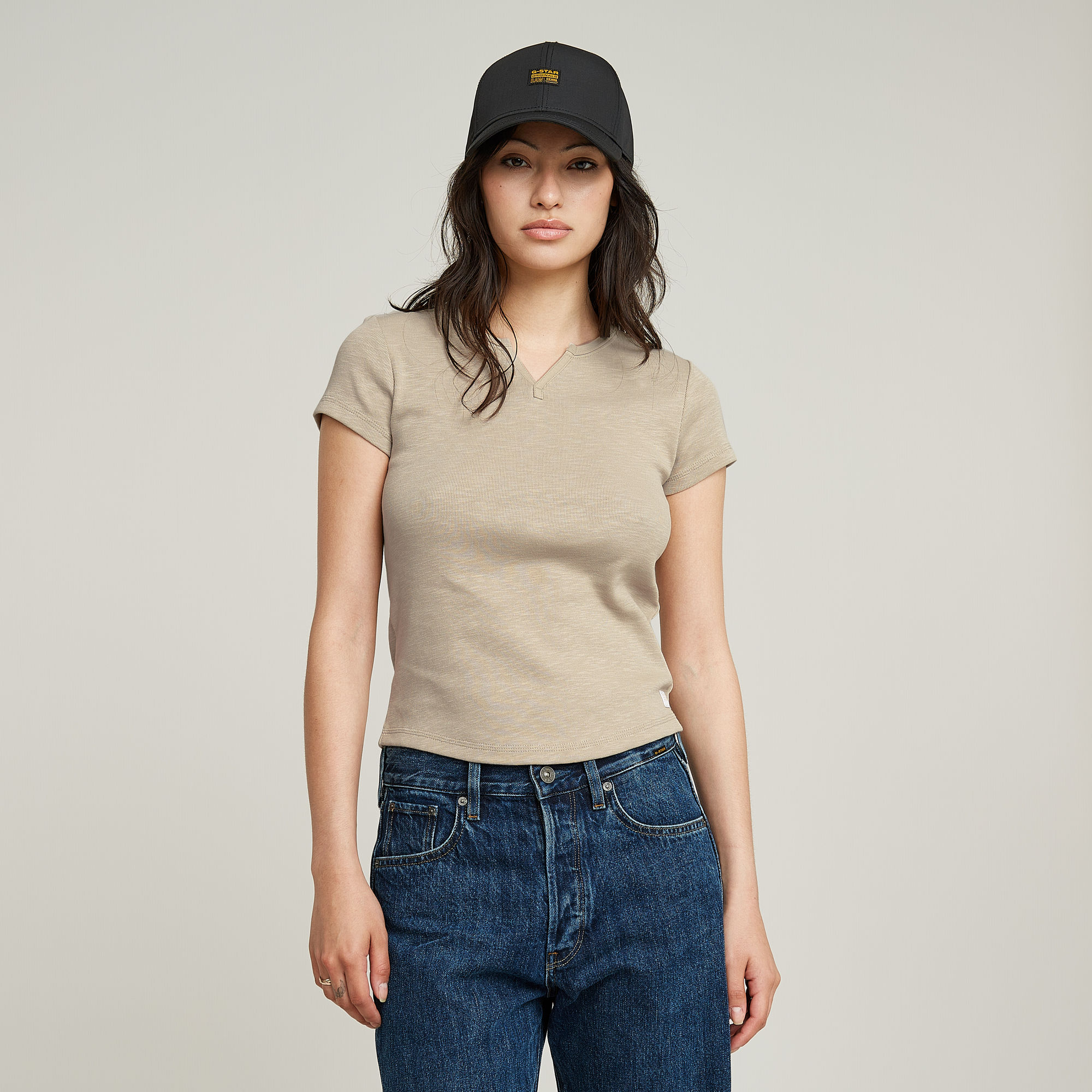 G-Star RAW Micro Placket Slim Top - Beige - Dames