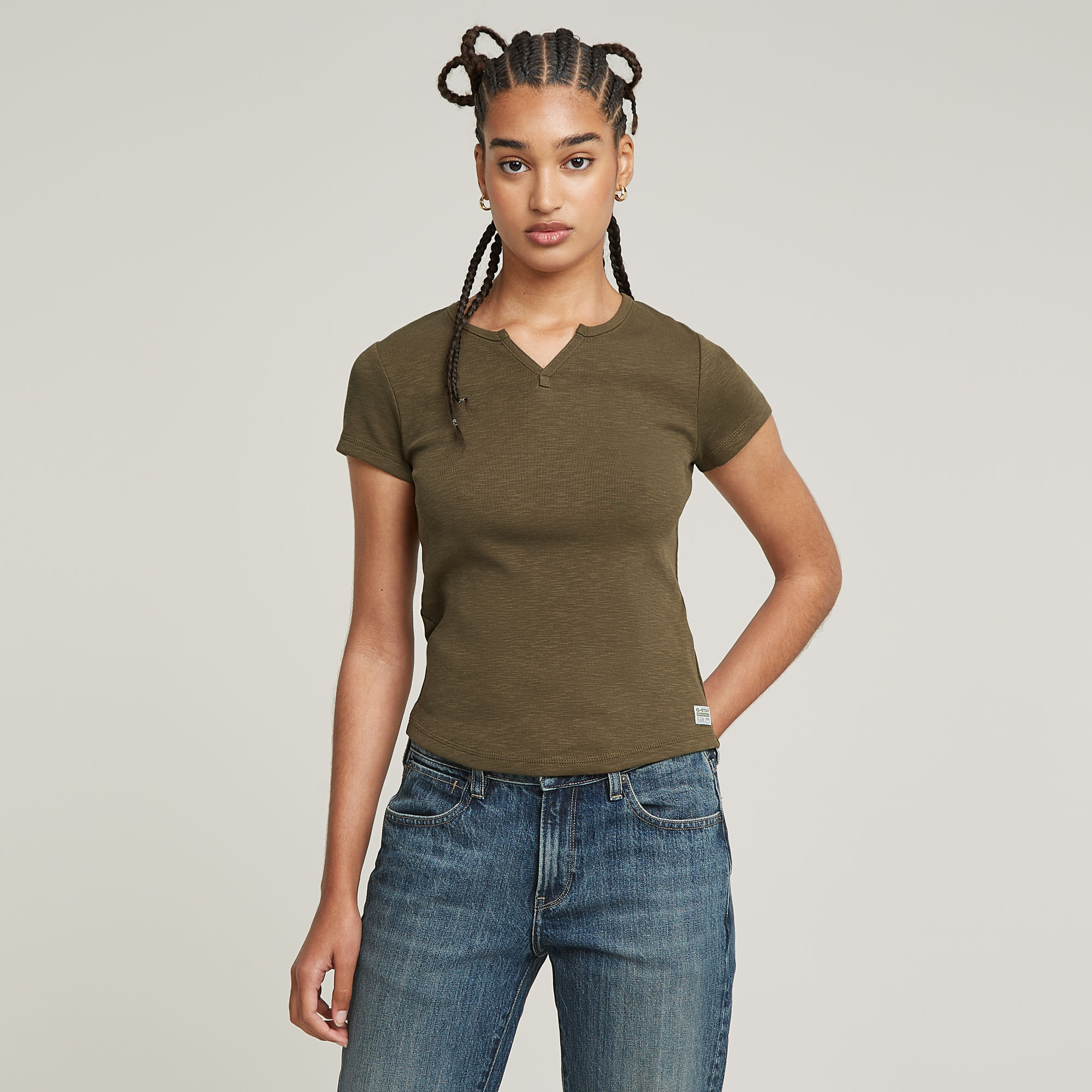 G-Star RAW Micro Placket Slim Top - Groen - Dames
