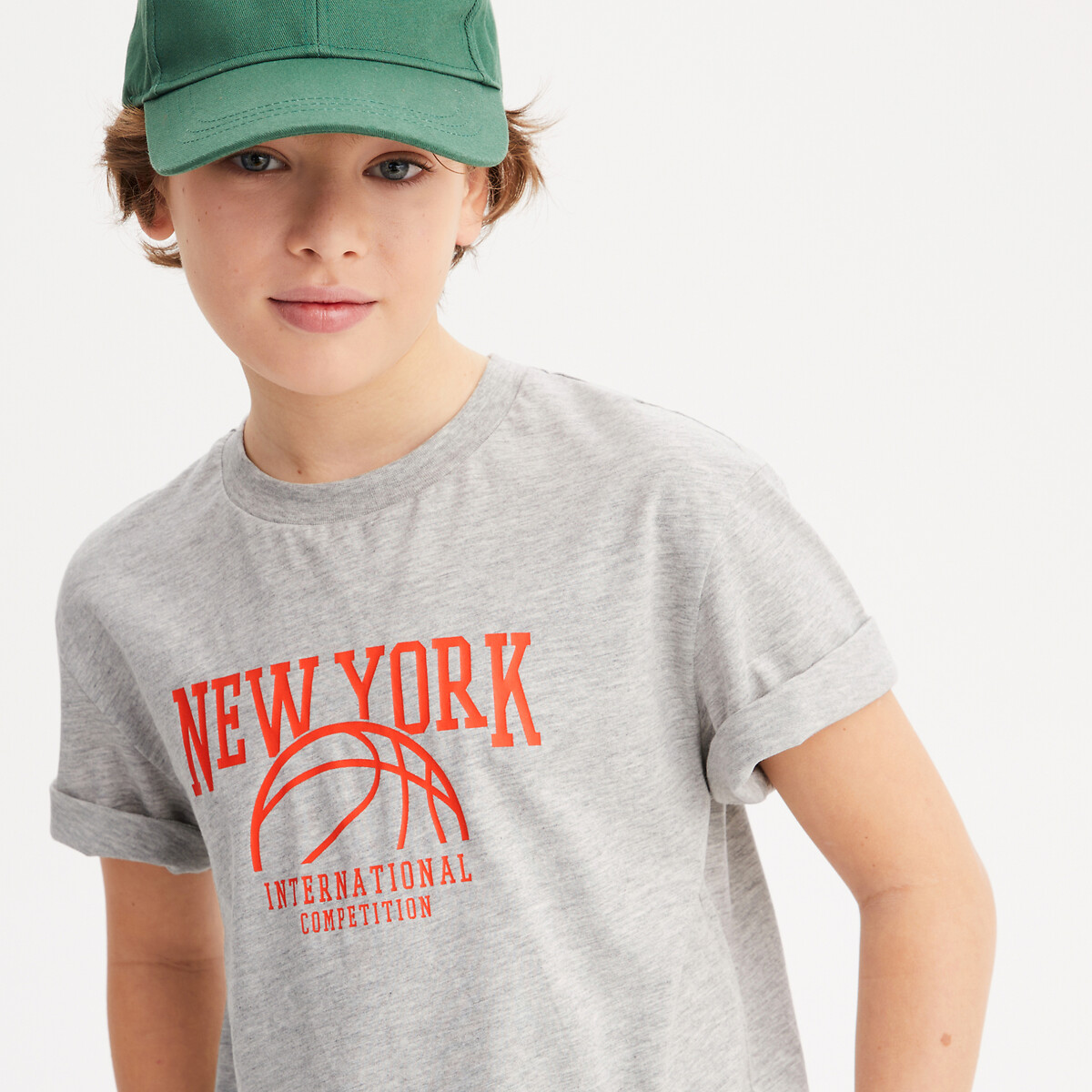 LA REDOUTE COLLECTIONS T-shirt met ronde hals en basketbal print