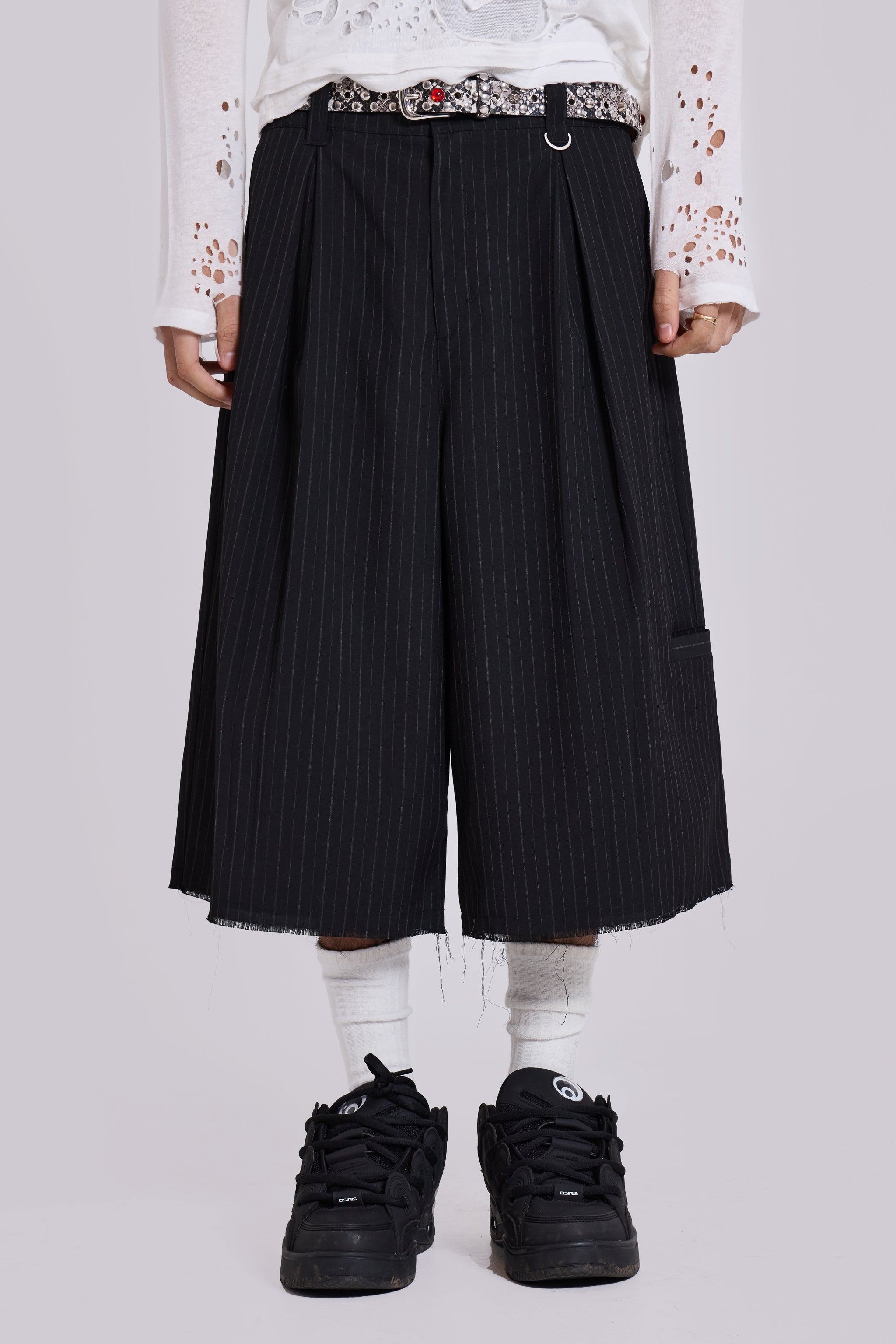 Jaded Man Black Pinstripe XL Goliath Baggy Shorts