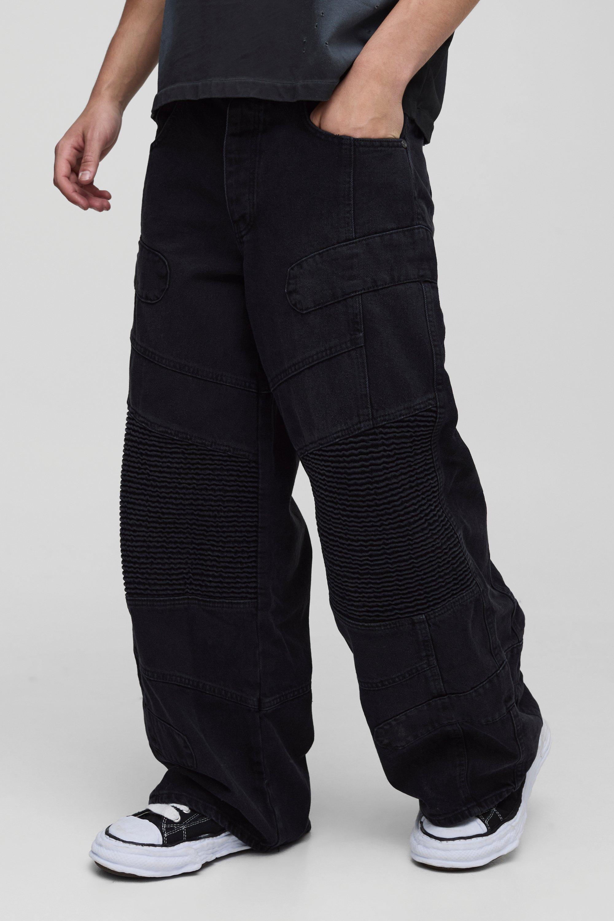 Boohoo Extreem Baggy Biker Jeans, Washed Black
