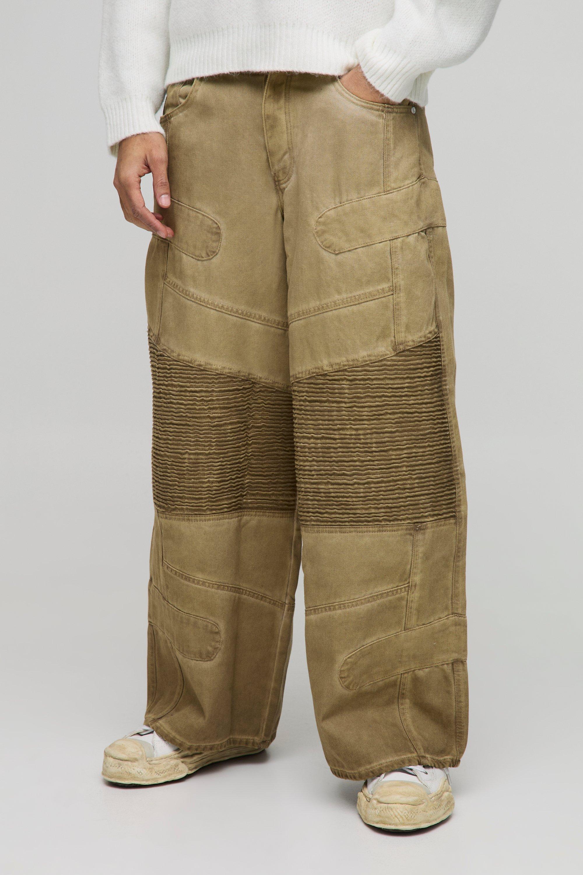 Boohoo Extreem Baggy Oil Wash Biker Jeans, Brown