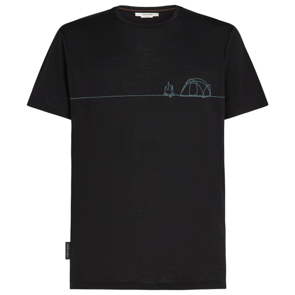 Icebreaker - Merino 150 Tech Lite S/S Tee Single Line Camp - Merinoshirt, zwart