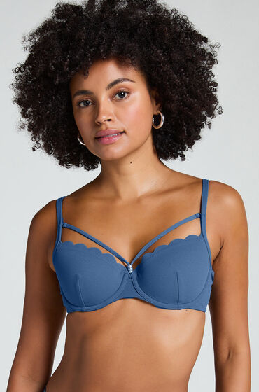 Hunkemöller Voorgevormde beugel bikinitop Scallop Blauw