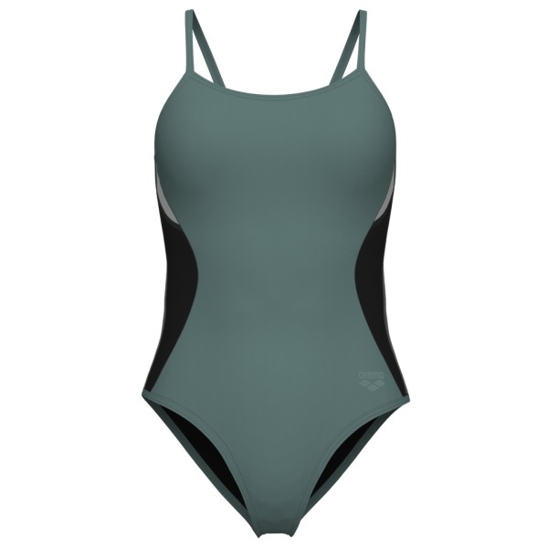 Arena - Women's Mesh Panels Swimsuit Closed Back - Badpak, olijfgroen