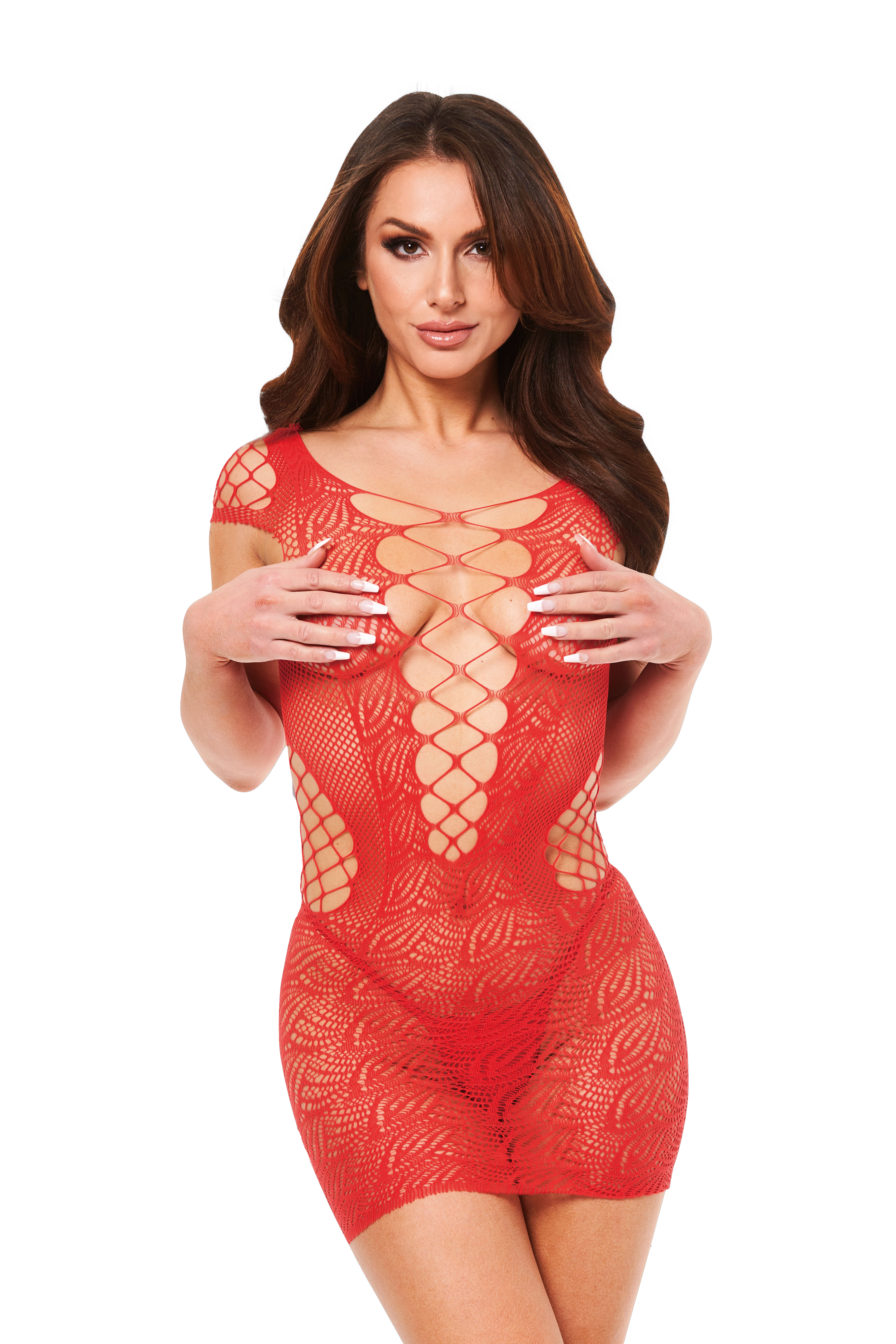 bacilingerie Geveterd visnet mini jurkje