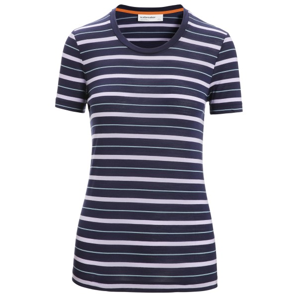 Icebreaker - Women's Wave S/S Tee Stripe - Merinoshirt, blauw