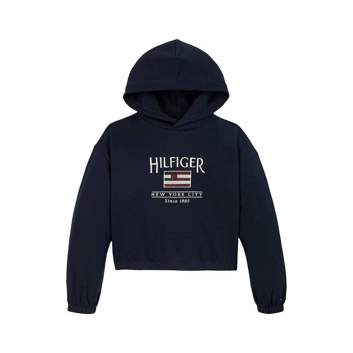 Tommy hilfiger Hoodie, logo met pailletten, molton
