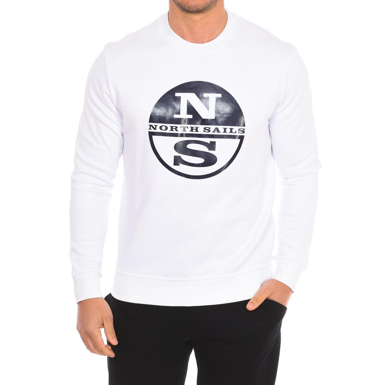 BlackPrice Heren sweatshirt met lange mouwen en ronde hals 9024130 L wit