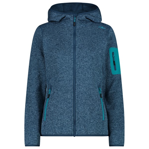 CMP - Women's Jacket Fix Hood Jacquard Knitted 3H19826 - Fleecevest, blauw