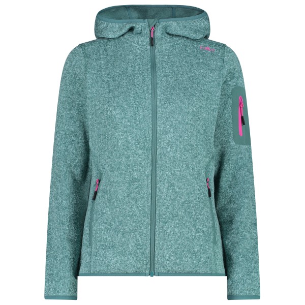 CMP - Women's Jacket Fix Hood Jacquard Knitted 3H19826 - Fleecevest, turkoois