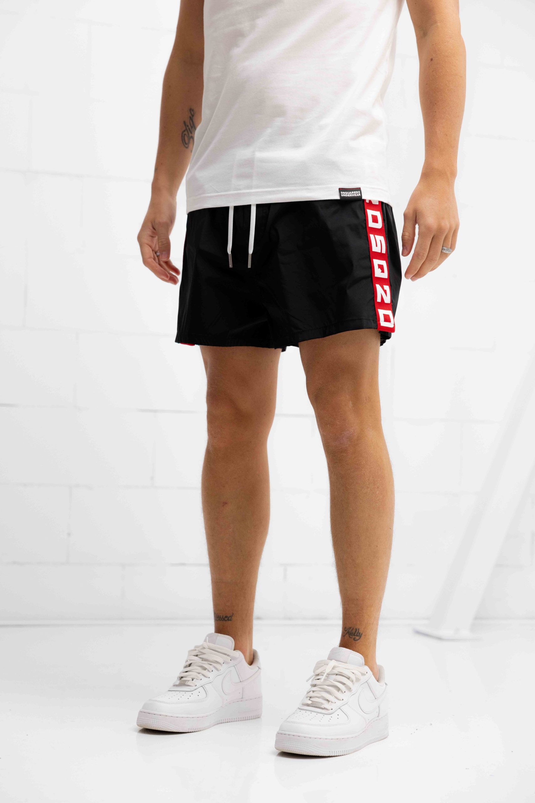 Dsquared2 Tape Logo Zwembroek Heren Zwart/Rood - 