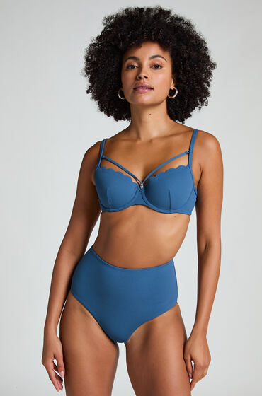 Hunkemöller Scallop Bikinibroekje met Hoge Taille Blauw