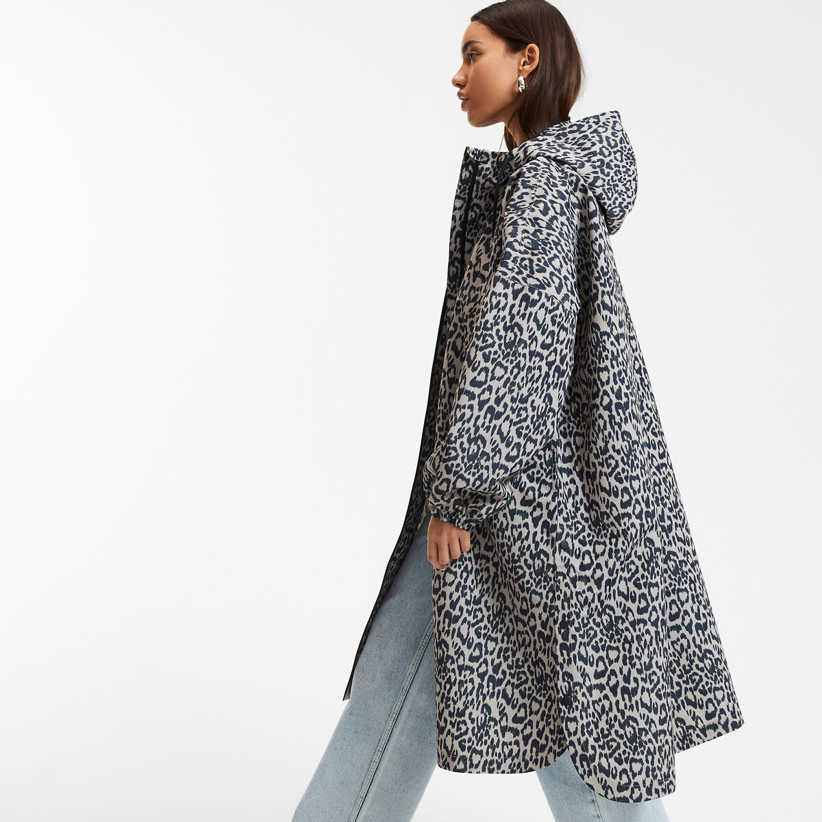 LA REDOUTE COLLECTIONS Oversized lang bedrukt maxi windjack met kap