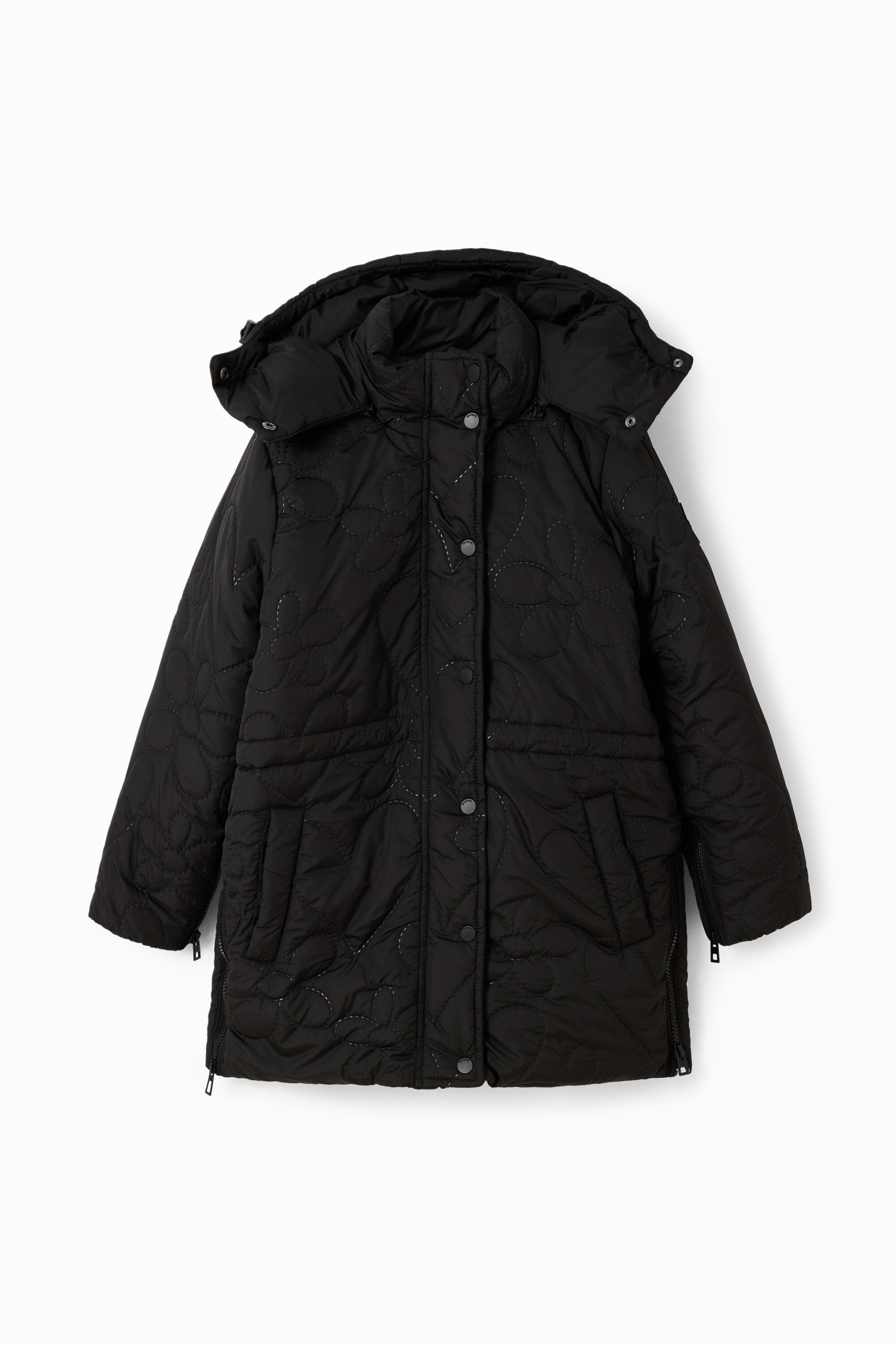 desigual Gewatteerde jas met harten - BLACK
