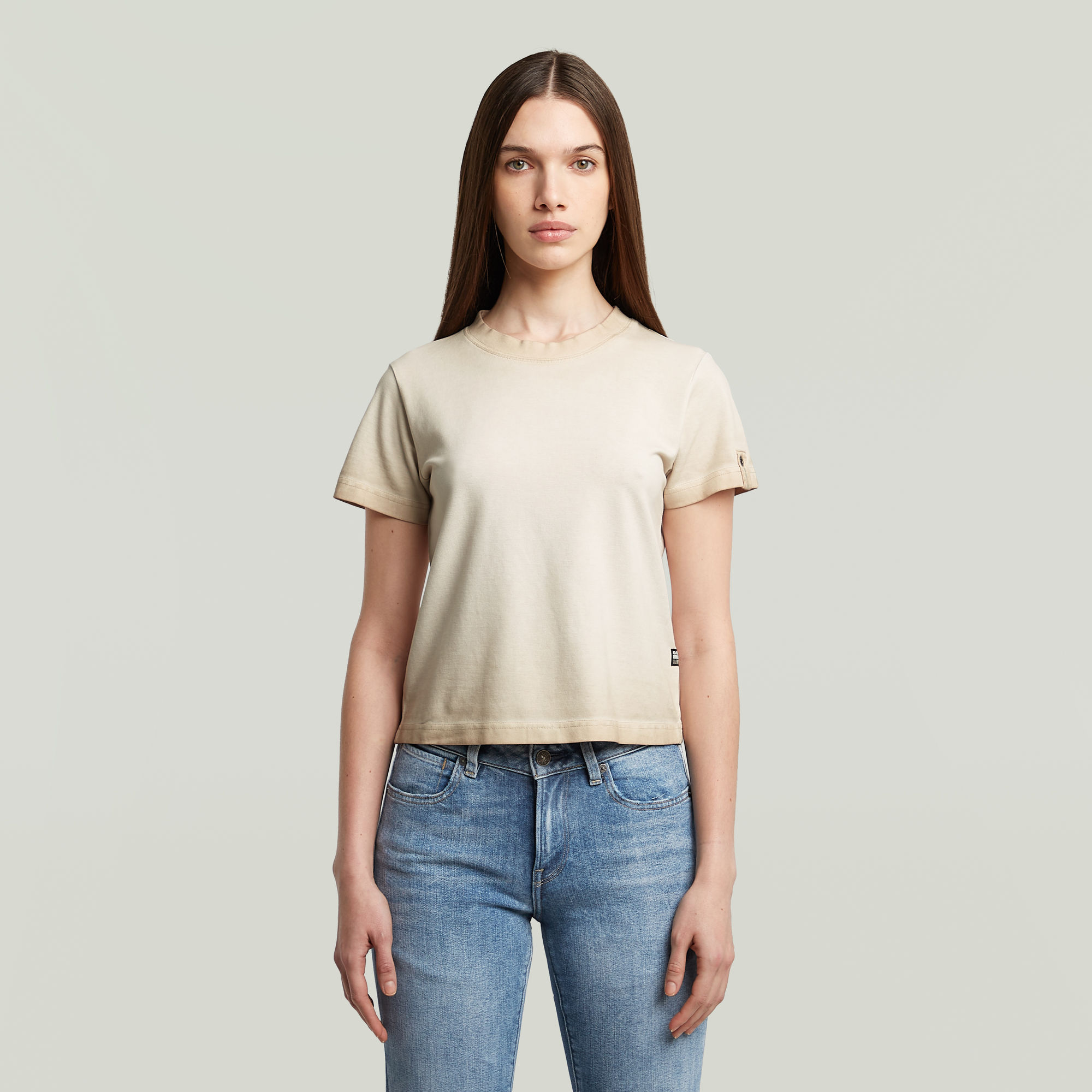 G-Star RAW Overdyed Micro Boxy Top - Beige - Dames